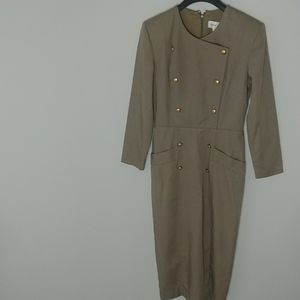Vintage Casual Corners Button Down Dress With Side Slit And Pockets Zip Closure